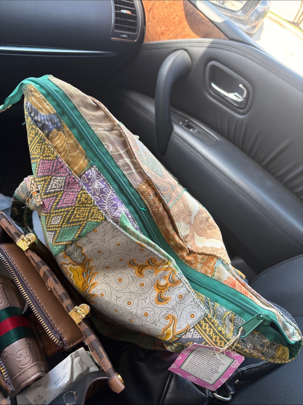 Patchwork Canvas Shoulder Bag in Multi-Color - Picture 6 of 6